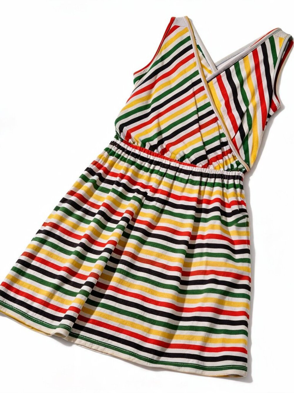 Ginger G Womens Multicolor Striped Sleeveless Faux Wrap A-Line Dress Size L - Picture 2 of 7